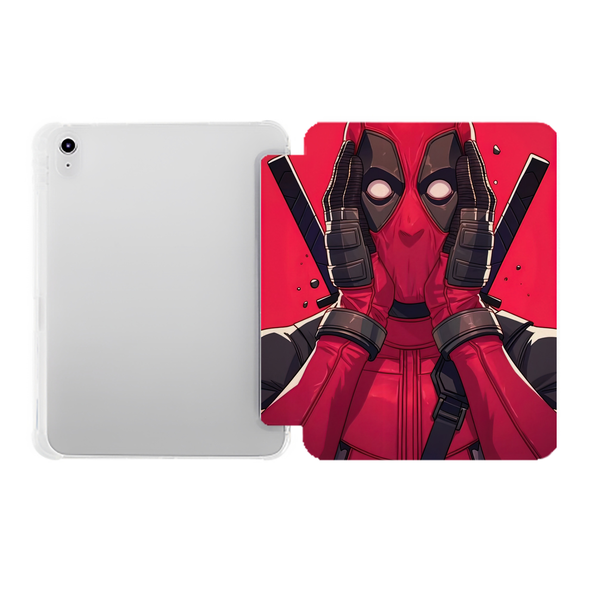 （画像用） Deadpool デッドプール IPad ケース ペン収納付き 三つ折りスタンド PUレザー×シリコン 対応機種9.5/10.5/10.9インチ